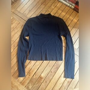 Abercrombie & Fitch Black Ribbed Long Sleeve Mock Neck Top Size M